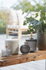 Ronde pot van donkergrijs glas