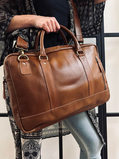 Laptop Cognac - Soft leather Unisex - VIAMAJA.DK