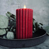 LED Blokkaars 10cm - Rood geribbeld met timerfunctie