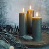 LED Stompkaarsen - Grijs/Groen – 3 st. Kaarsen – Incl. afstandsbediening