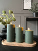 LED Blokkaarsen Groen - Set van 3 stuks met afstandsbediening
