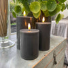 LED Stompkaarsen / Antraciet – 3 st. Kaarsen – incl. afstandsbediening