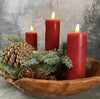LED Stompkaarsen Rood - Set van 3 stuks met afstandsbediening
