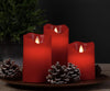 LED Stompkaarsen Rood – Set van 3 en afstandsbediening