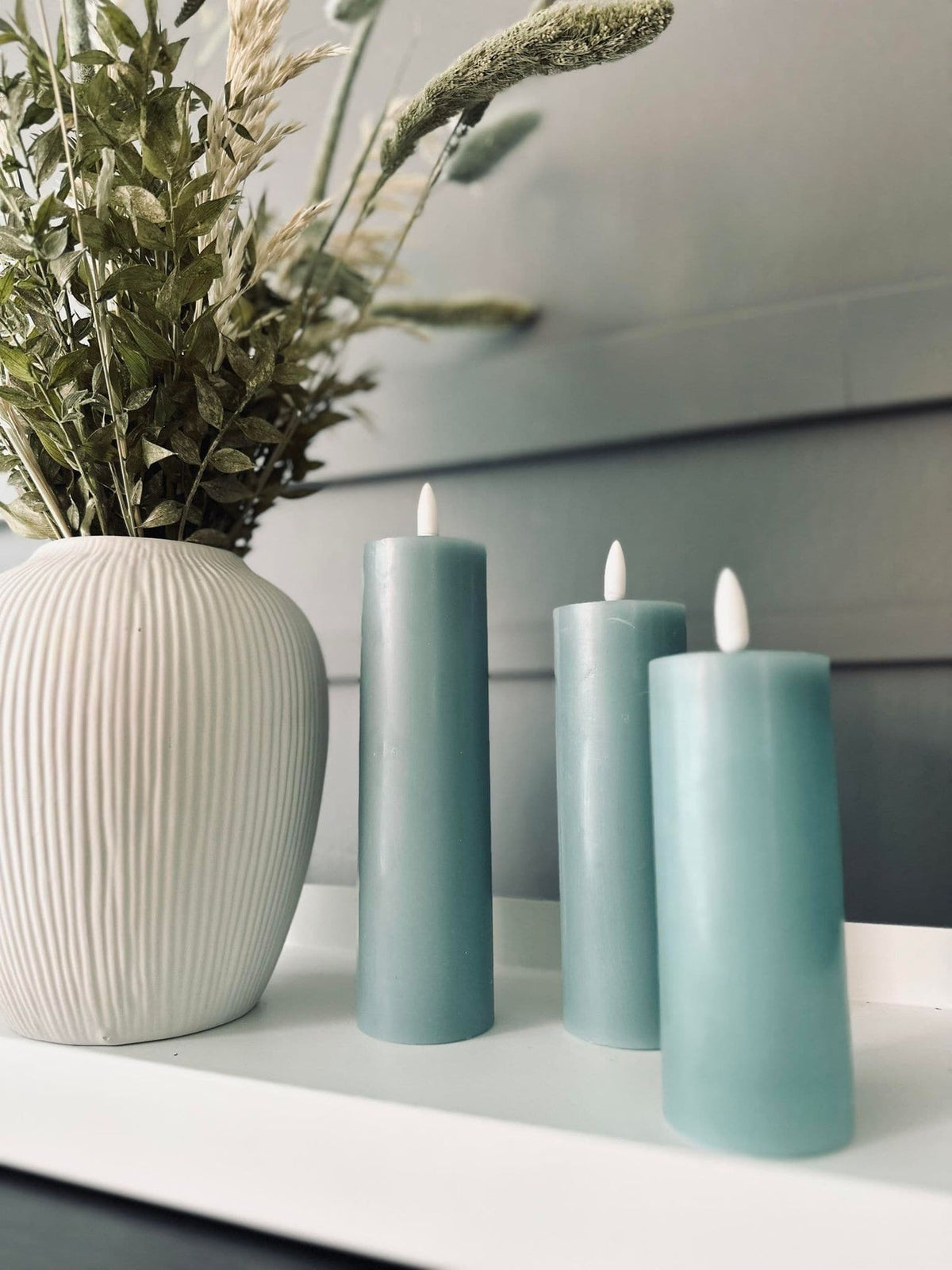 LED Bloklys / Sea blue 3 stk – Inkl. fjernbetjening - VIAMAJA.DK