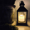 LED Lantaarn van kunststof m. timer - 25 cm - Zwart