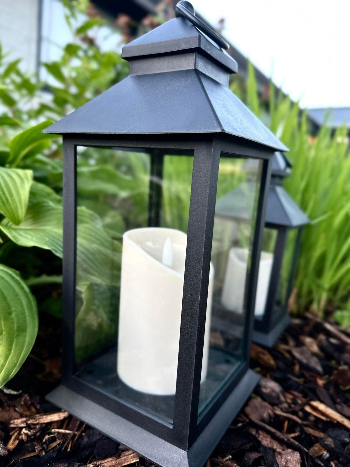 LED Lanterner med bloklys og timer - Sæt af 2 stk - VIAMAJA.DK