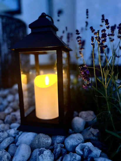 LED Lanterner med bloklys og timer - Sæt af 2 stk - VIAMAJA.DK