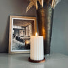 LED Geribbelde blokkaars - Wit 10cm