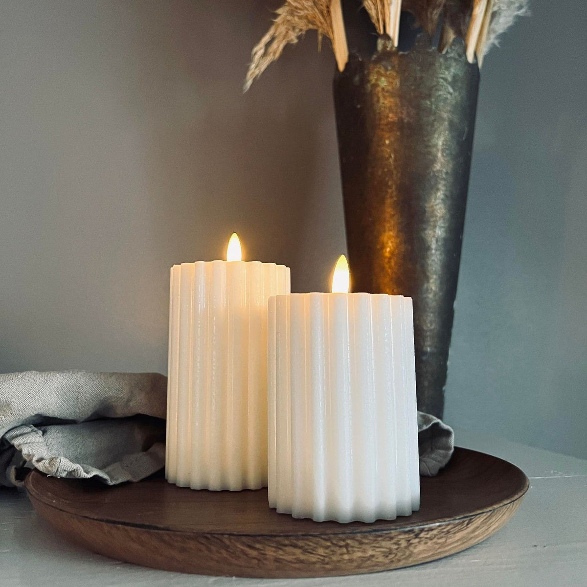 LED Rillet bloklys - Hvid 10cm - VIAMAJA.DK