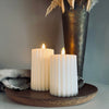 LED Geribbelde blokkaars - Wit 12,5 cm
