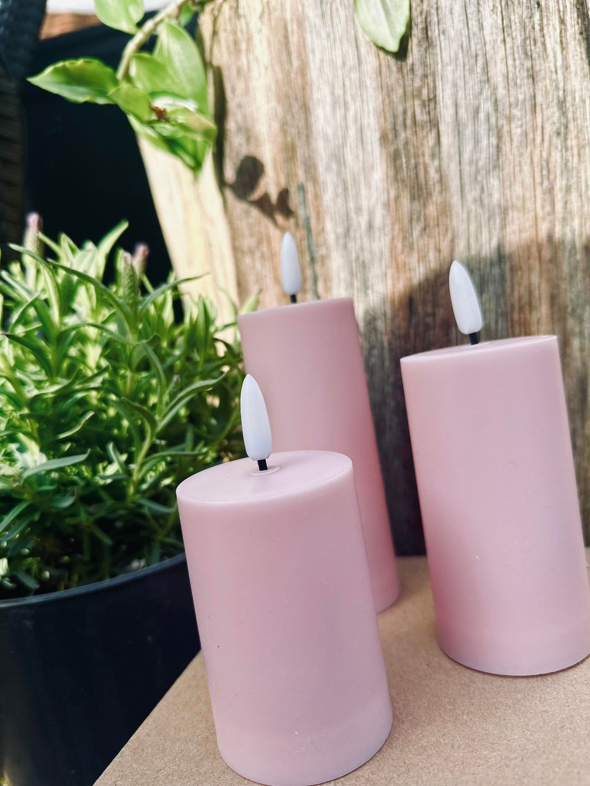 LED Udendørs Bloklys sæt af 3 stk - Rosa - VIAMAJA.DK