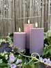 LED buitenshuis stompkaarsen set van 3 stuks – Roze