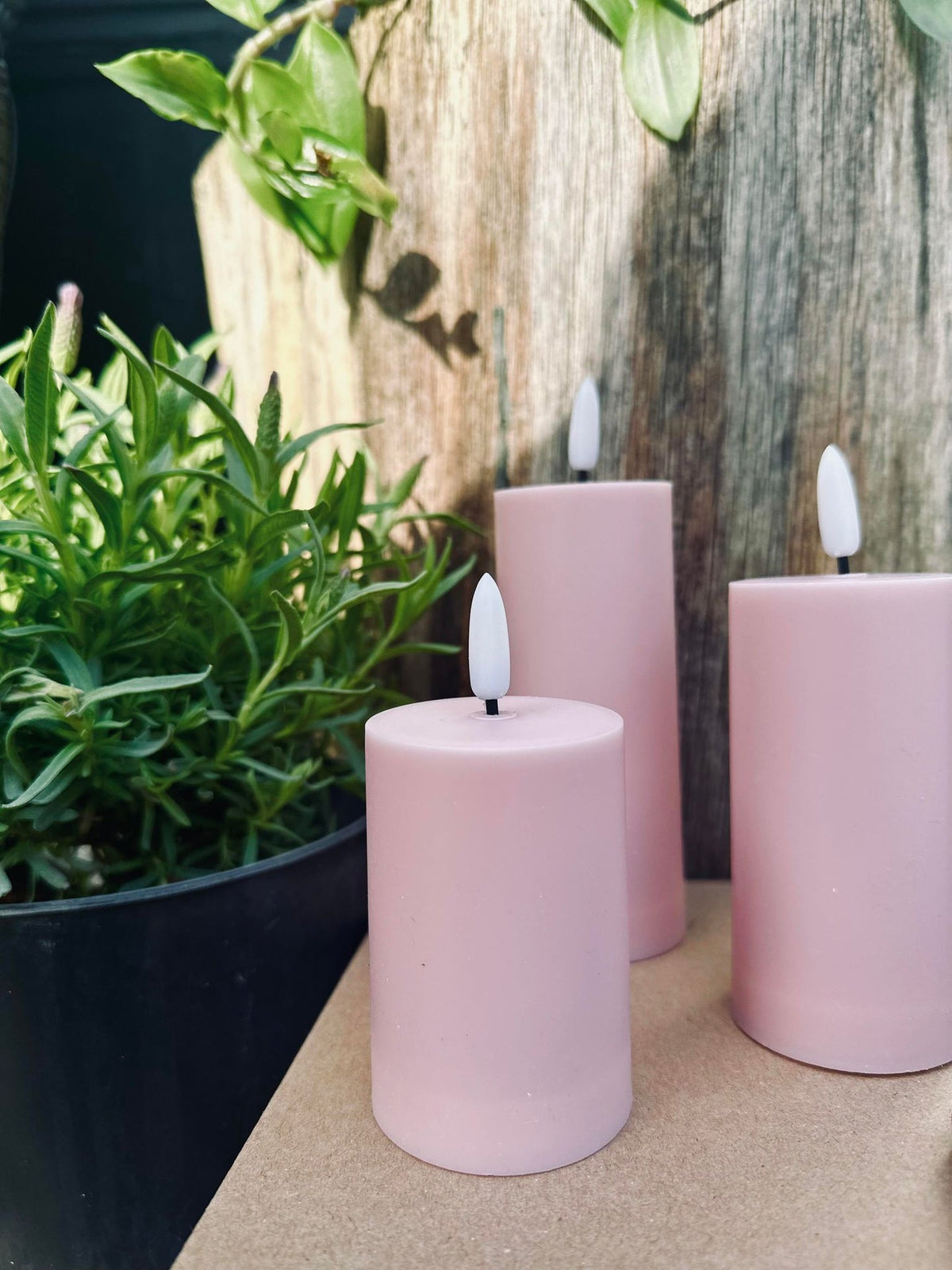 LED Udendørs Bloklys sæt af 3 stk - Rosa - VIAMAJA.DK