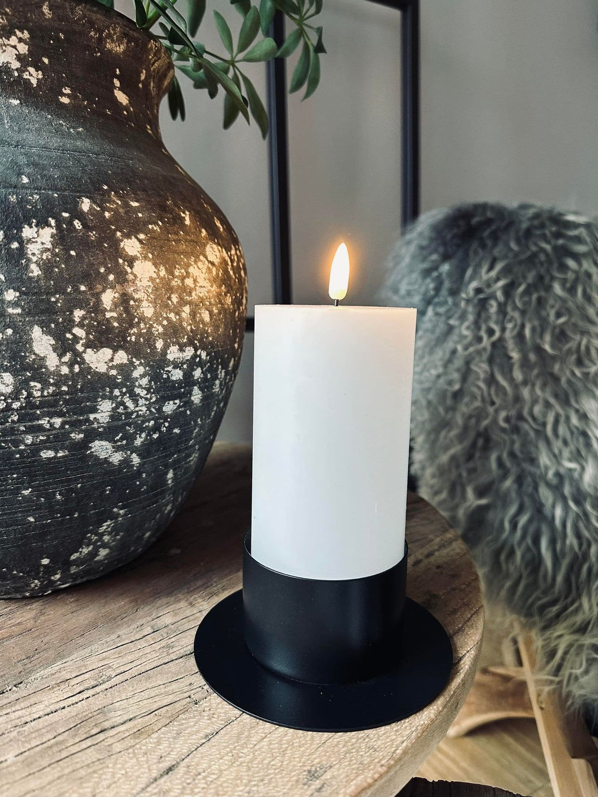Lysestage KOMBI Black til bloklys dia 5cm + dia 7cm - VIAMAJA.DK