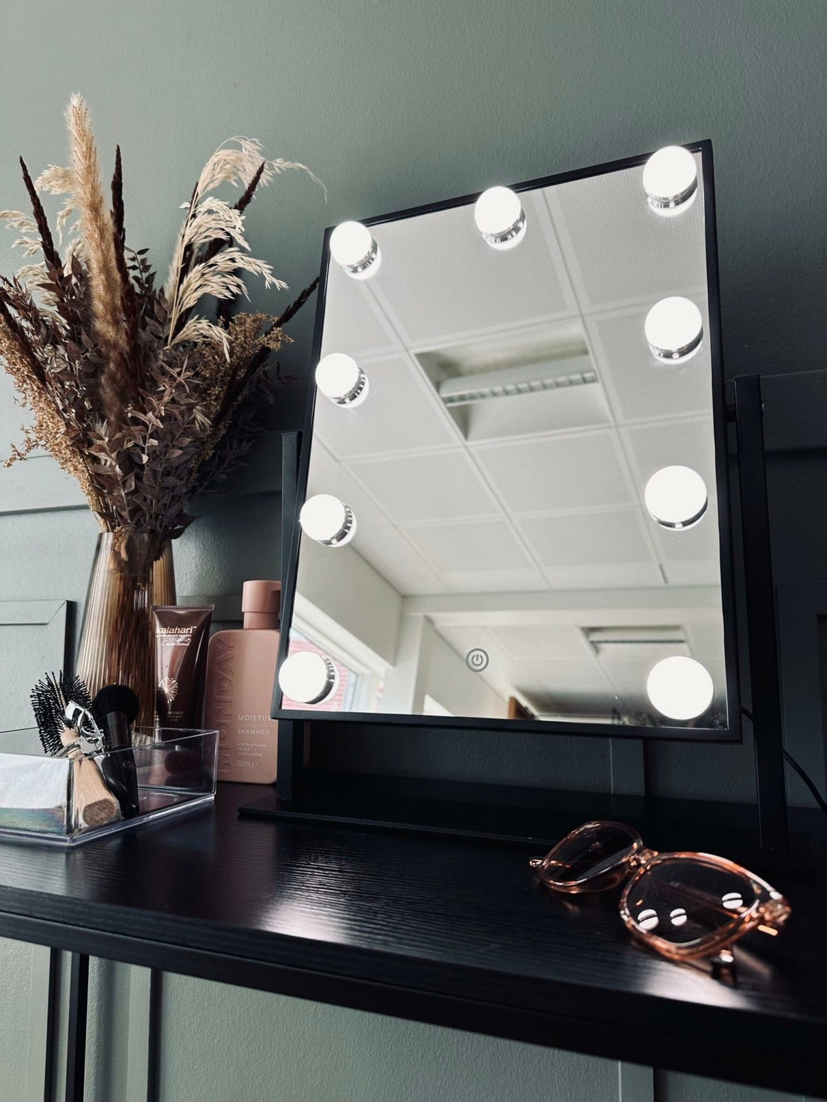Makeup spejl med lys - Black - VIAMAJA.DK