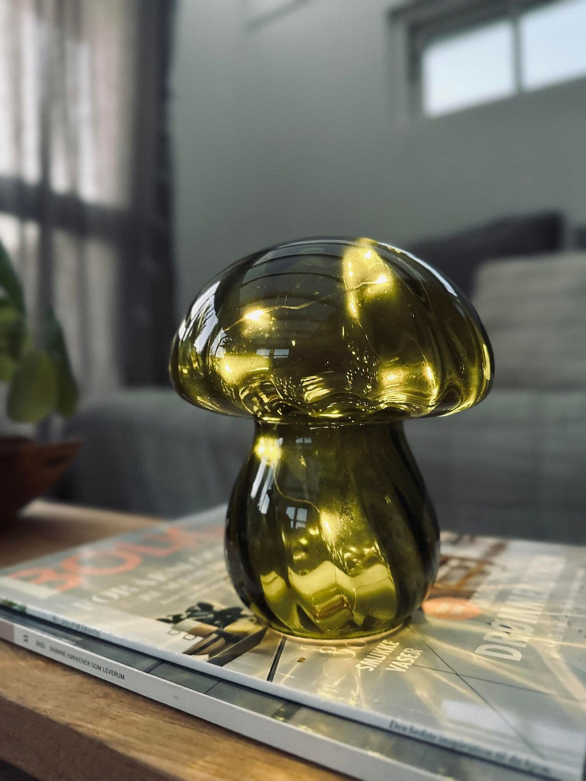 MUSHROOM Lampe med LED 15cm – Grøn - VIAMAJA.DK