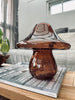 MUSHROOM Lamp met LED 18cm - Donkerbruin