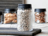 Opbergpot met ribbels & zwart deksel