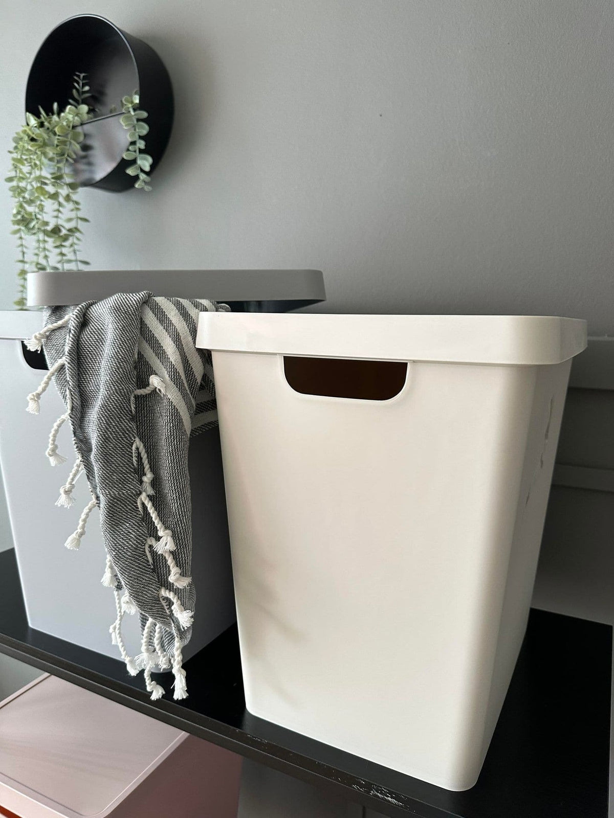 Opbevaringskasse med låg - XL Beige - VIAMAJA.DK