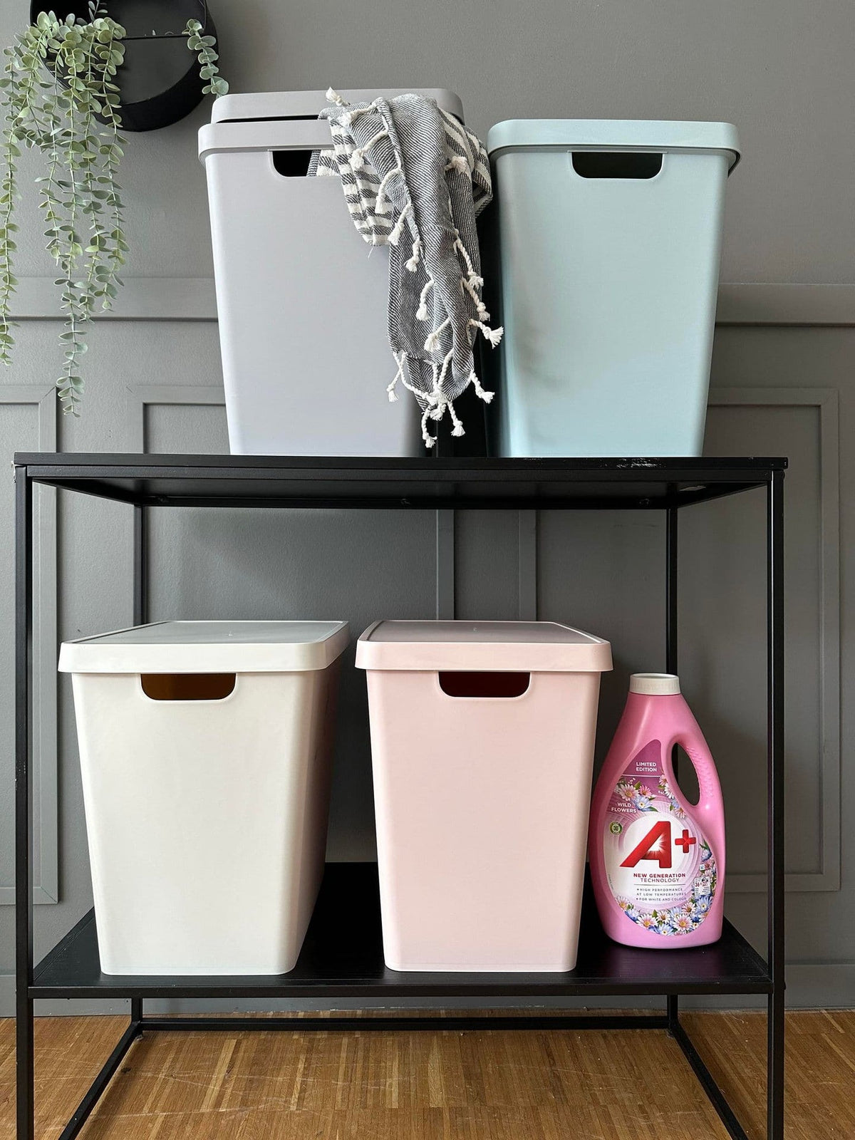 Opbevaringskasse med låg - XL Duset Rosa - VIAMAJA.DK