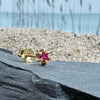 Oorsteker Single GIA Magenta 18K verguld – 1 st.