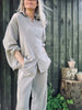 Set met wafelblouse en broek - Dark beige katoen