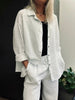 Set met wafelblouse en broek - wit katoen