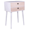 Nachtkastje / commode in wit met 2 lades in natuurlijk hout.