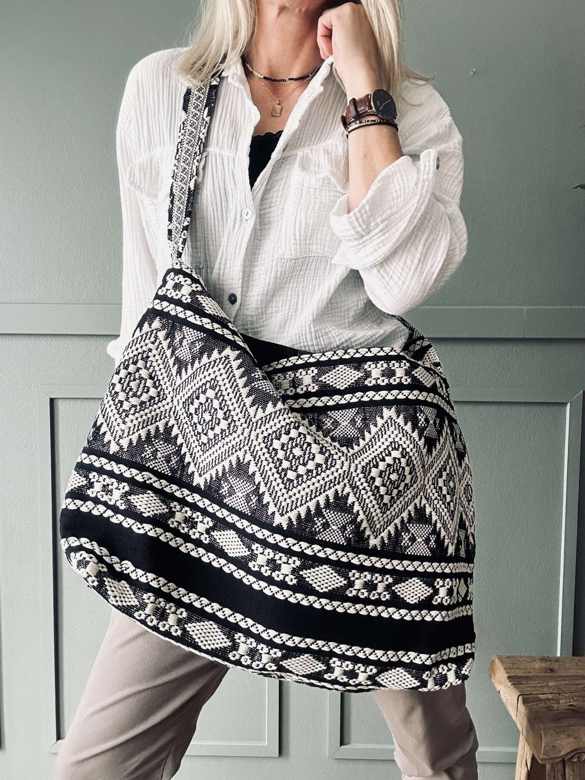 Shopper Black boheme – Perfekt til yoga - VIAMAJA.DK