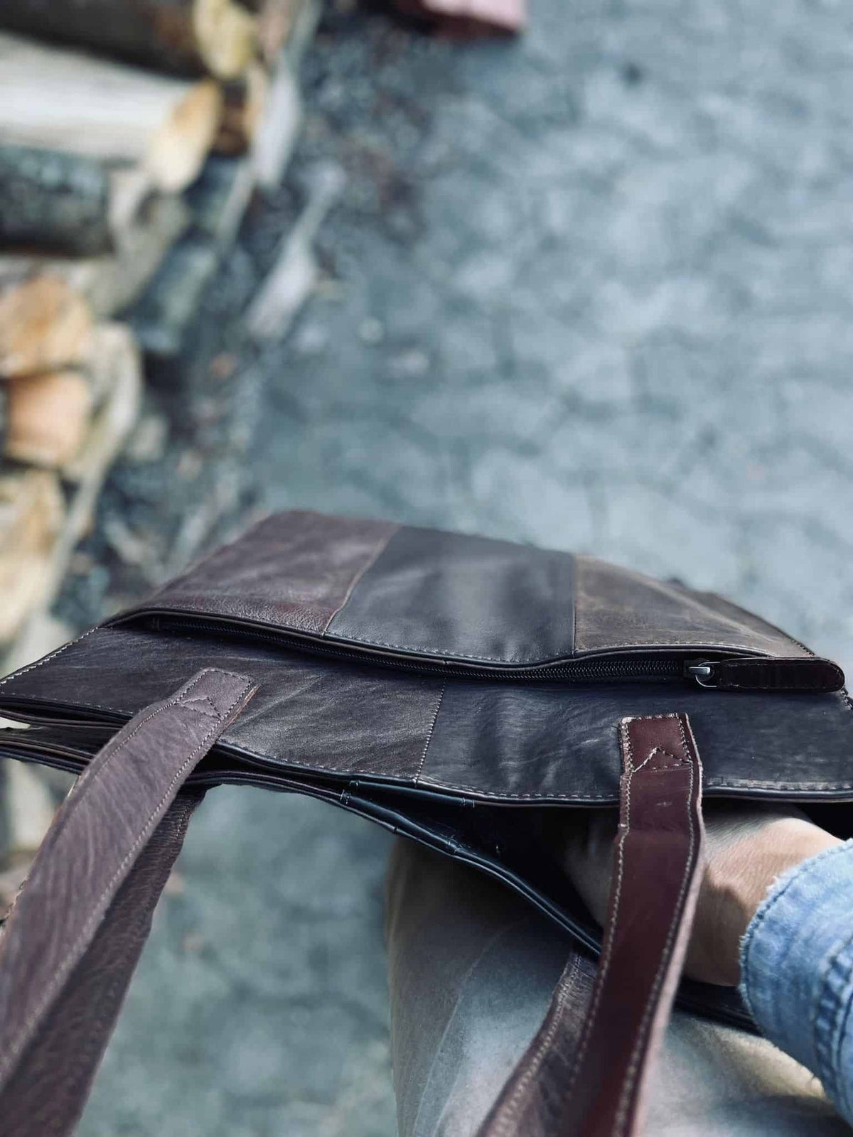 Shopper i kraftig recycling læder – Brown - VIAMAJA.DK
