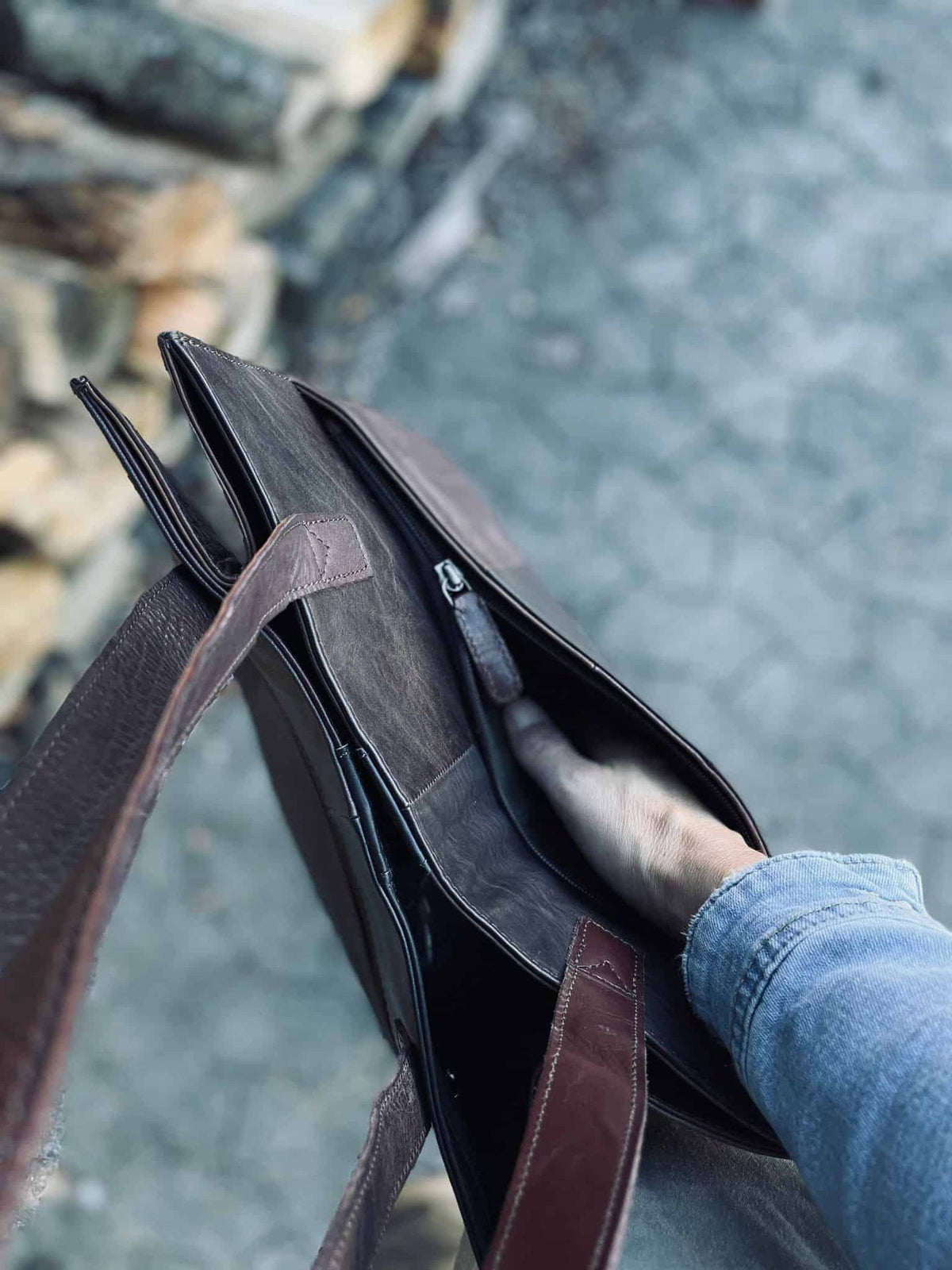 Shopper i kraftig recycling læder – Brown - VIAMAJA.DK