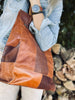 Shopper van dik recycling leer - Cognac