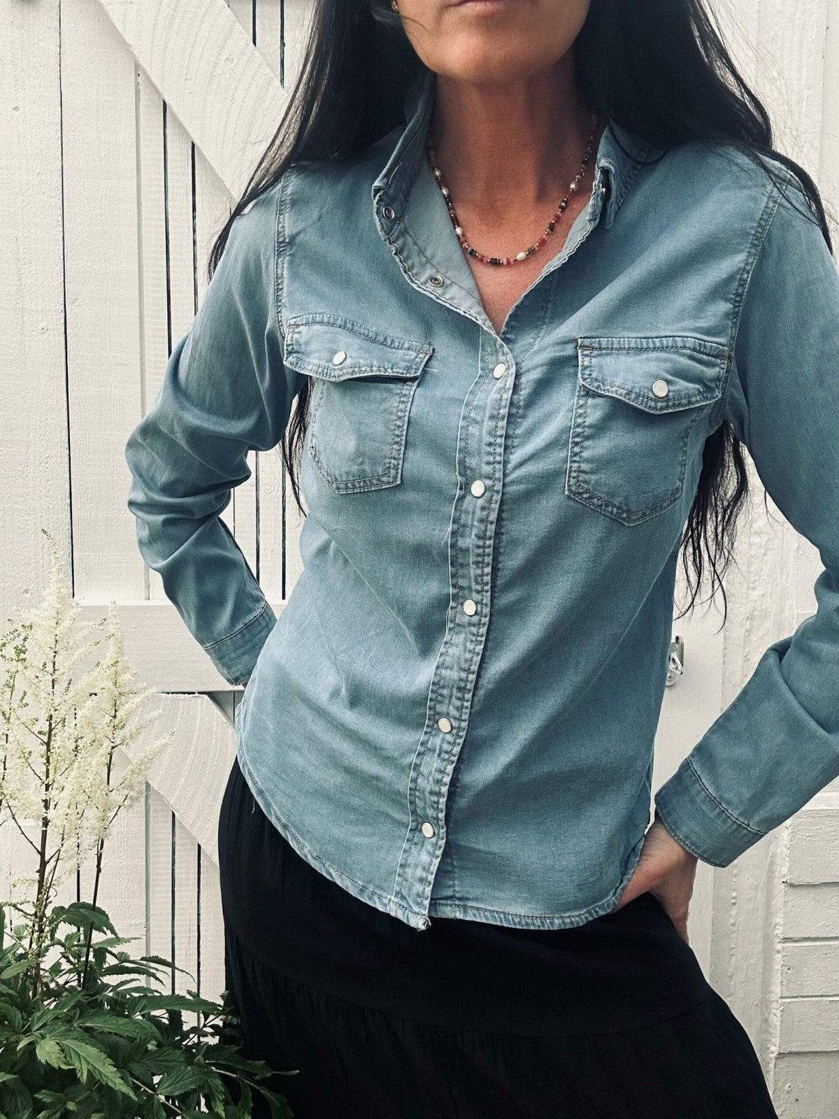Skjorte Denim med stretch - VIAMAJA.DK