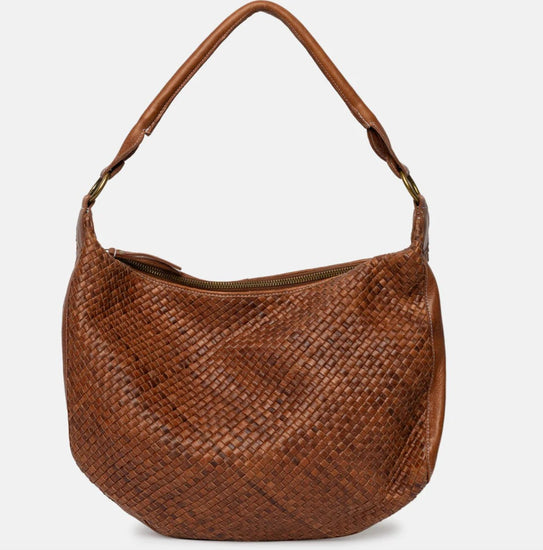 Skuldertaske – Flettet læder walnut - VIAMAJA.DK