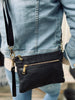 Elegante leren clutch - LADY black / gold