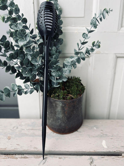 Solcelle fakkel - Sort med mønster H 51cm - VIAMAJA.DK