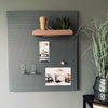 Bord met plank, haken en magneten - Grijs met roze