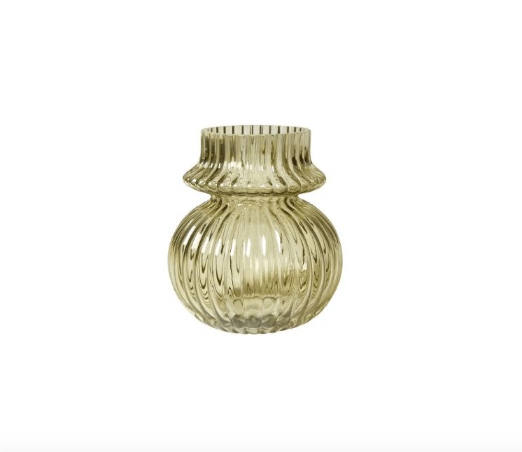 Vase med riller - Grønt glas - VIAMAJA.DK